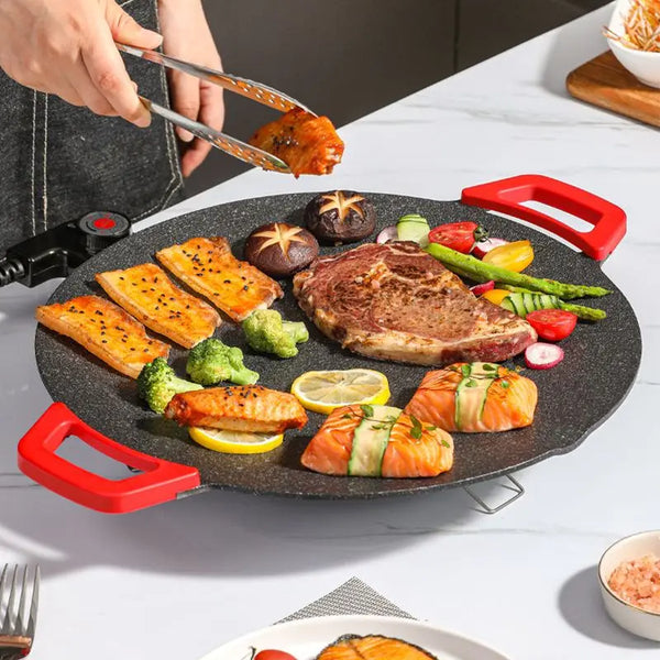 Grill électrique antiadhésif Stone Pan™ / Cuisinez avec praticité, santé et nettoyage facile !