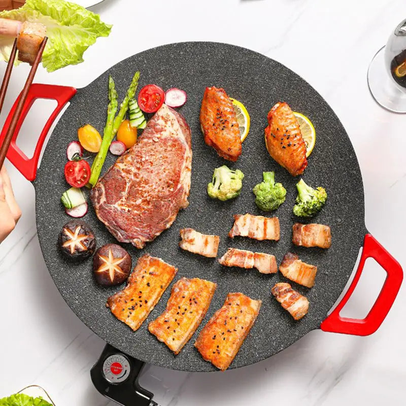 Grill électrique antiadhésif Stone Pan™ / Cuisinez avec praticité, santé et nettoyage facile !